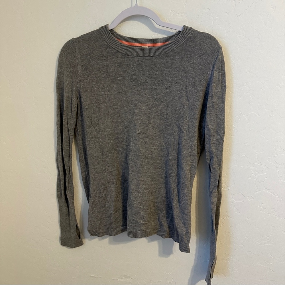 Lululemon Bring It Backbend Sweater Gray Open Back Thumb Holes Womens S 4 6